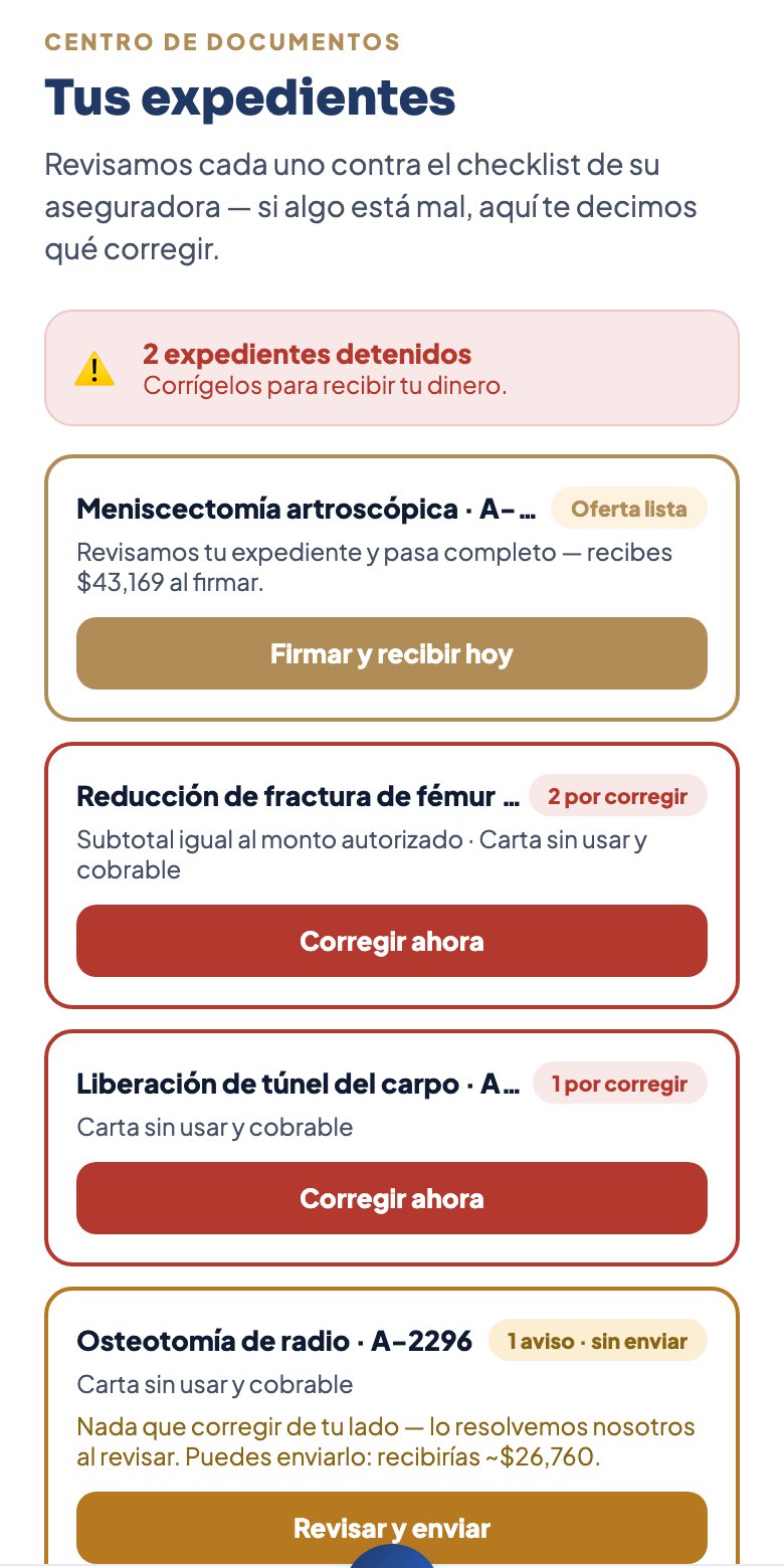 Centro de documentos con la revisión de cada expediente