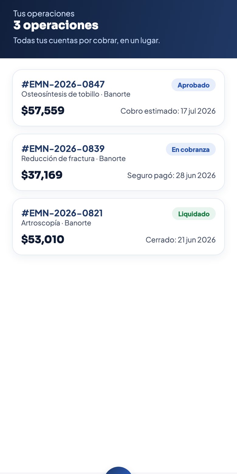 Lista de operaciones con su estatus